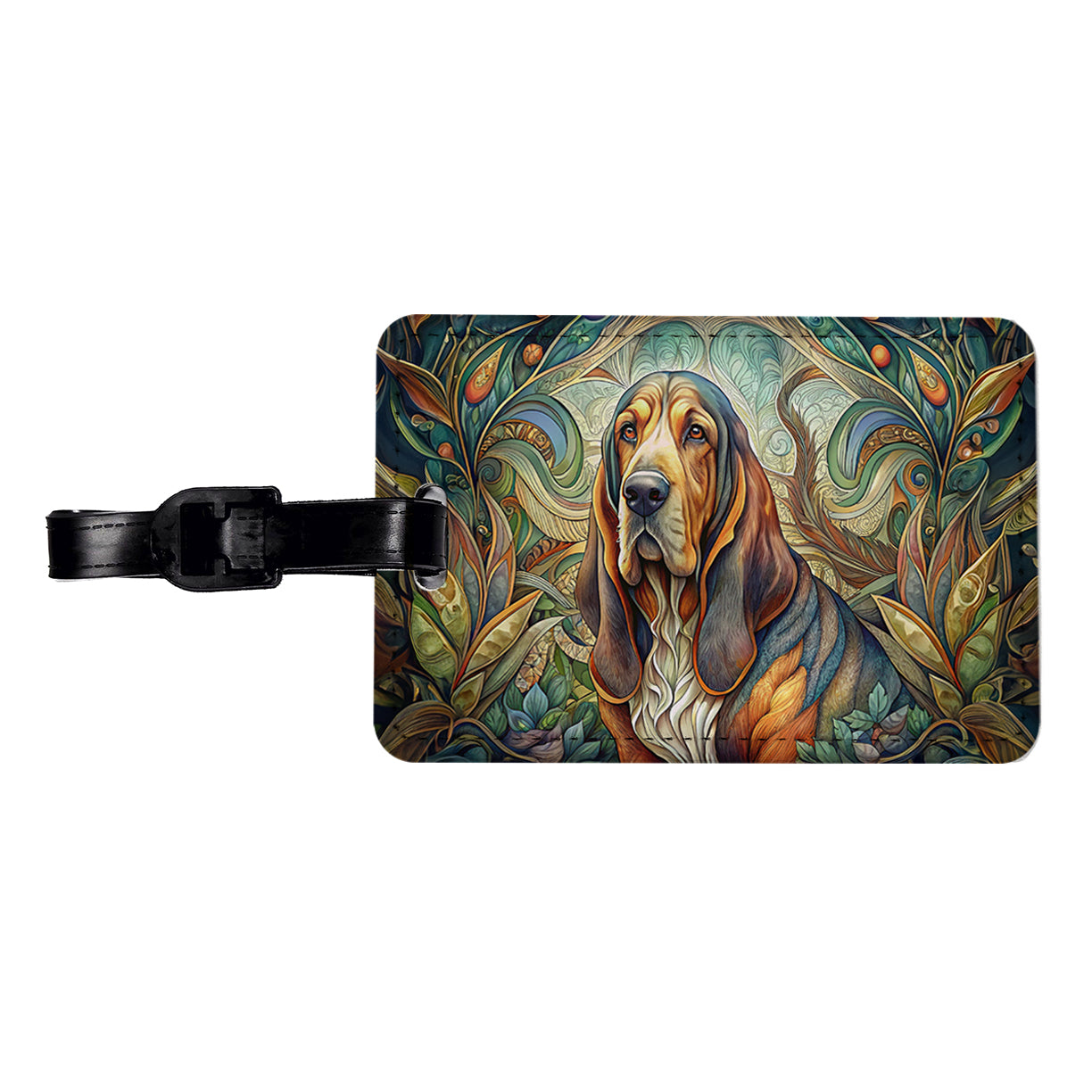Bloodhound Dog Art Nouveau Travel Faux Leather Luggage Tag