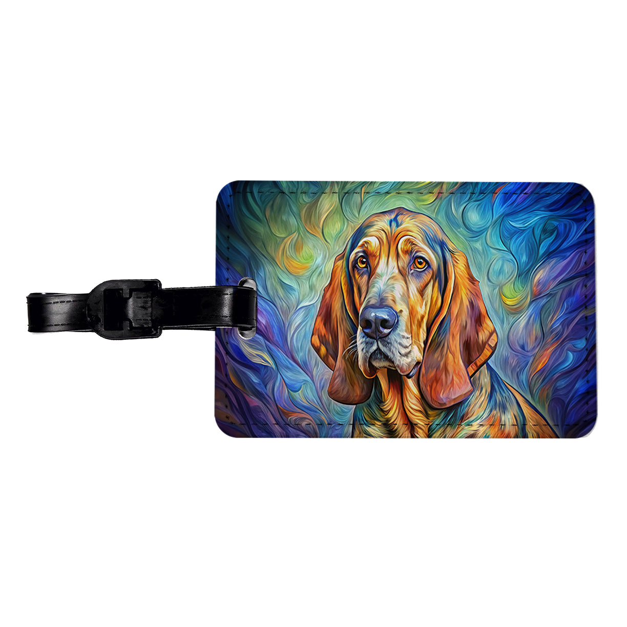 Bloodhound Dog Expressionism Art Travel Faux Leather Luggage Tag