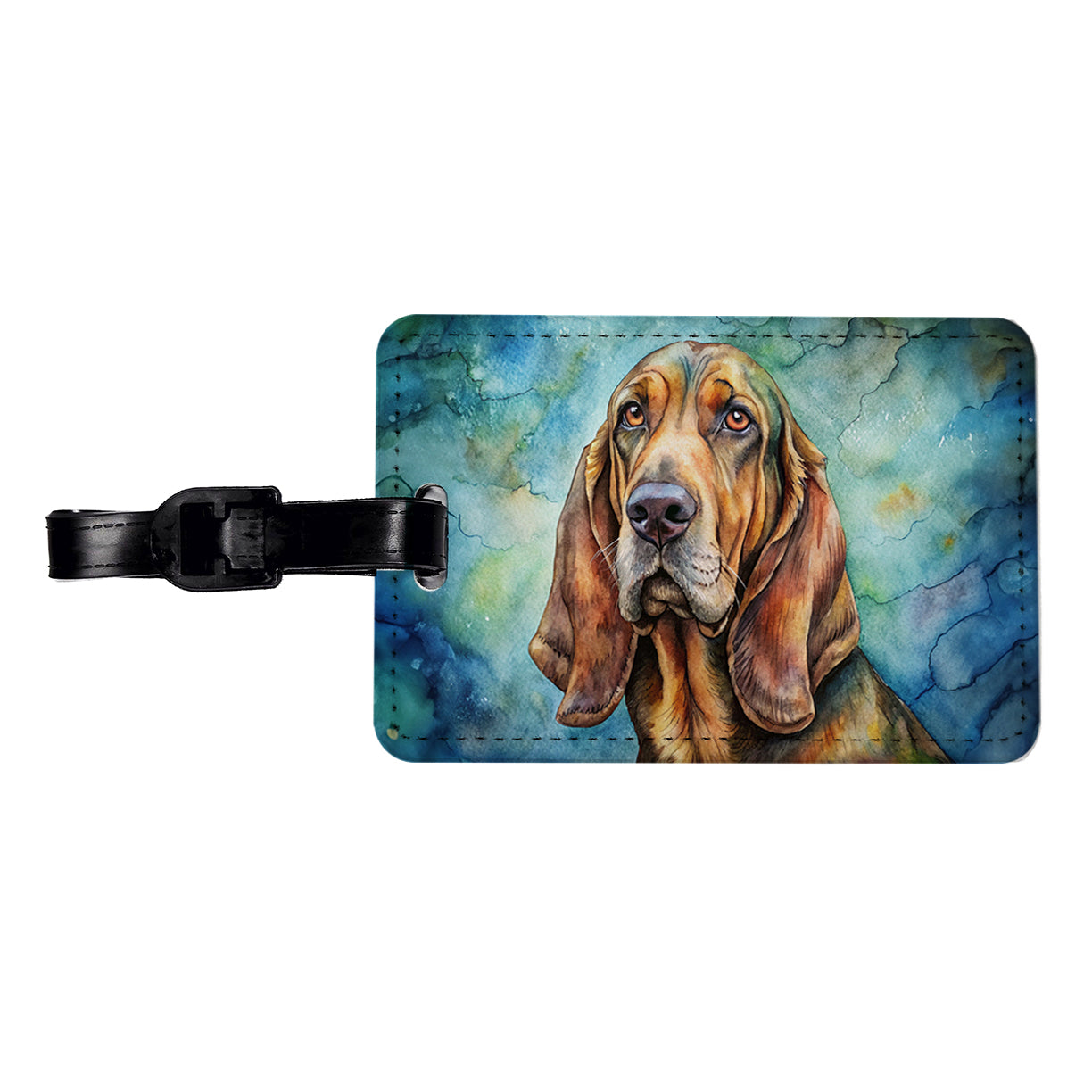 Bloodhound Dog Illustration Travel Faux Leather Luggage Tag