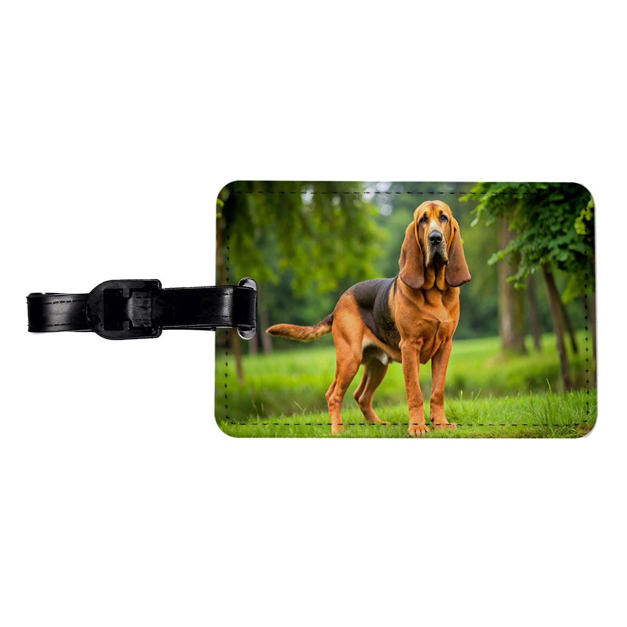 Bloodhound Dog Photo Travel Faux Leather Luggage Tag