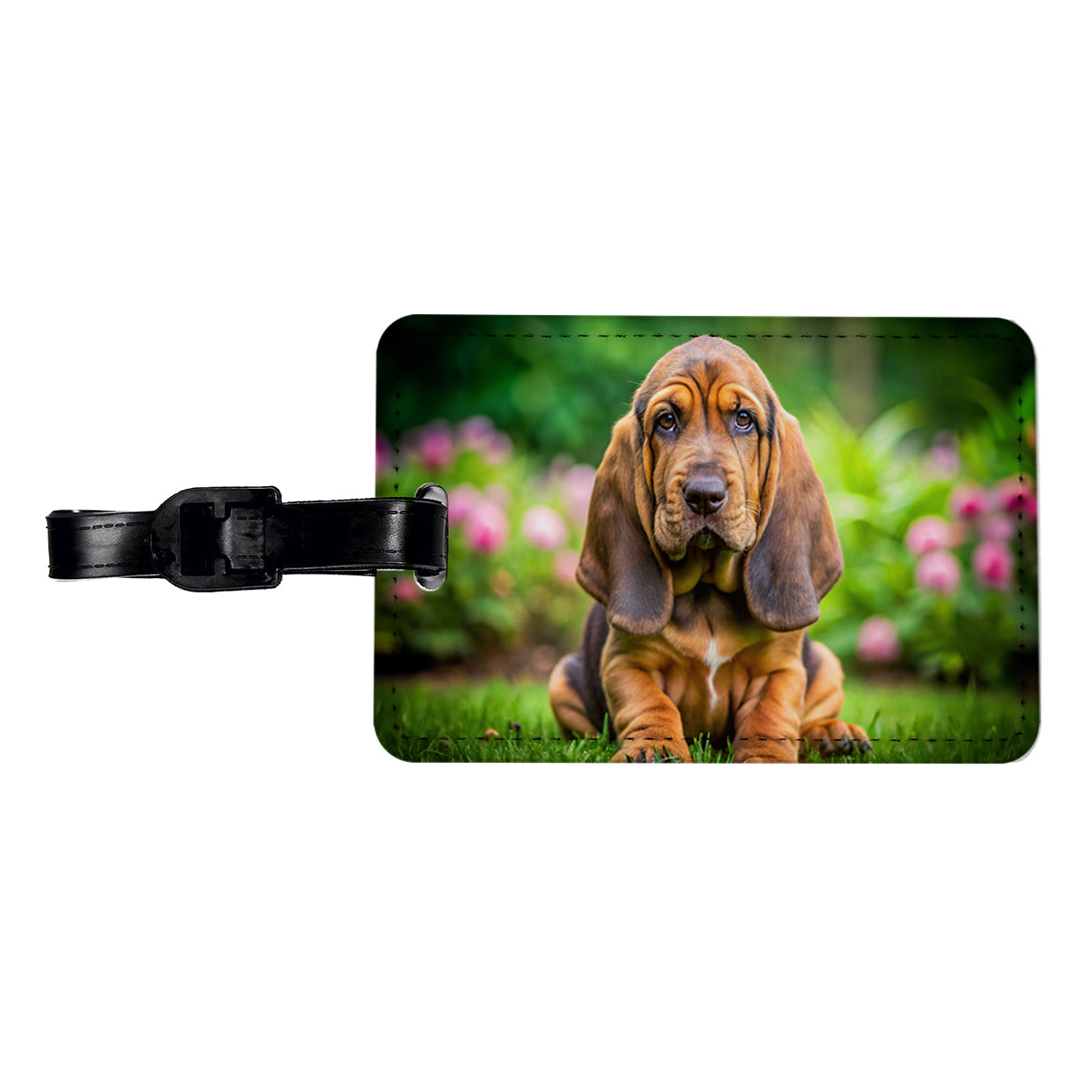 Bloodhound Dog Puppy Photo Travel Faux Leather Luggage Tag