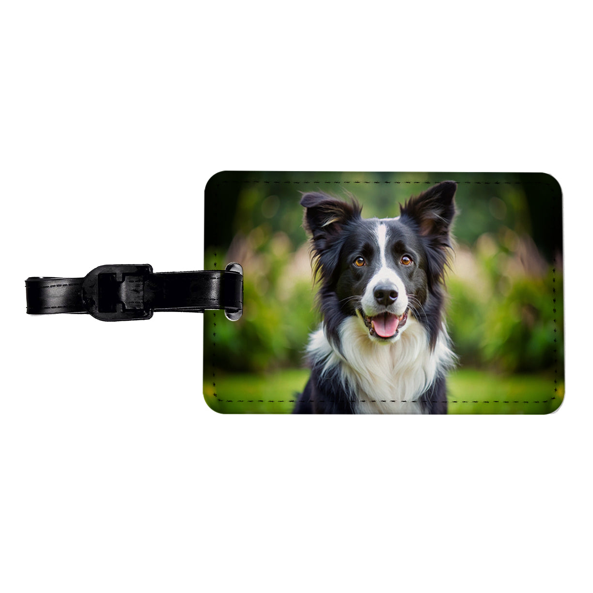 Border Collie Dog Photo Travel Faux Leather Luggage Tag