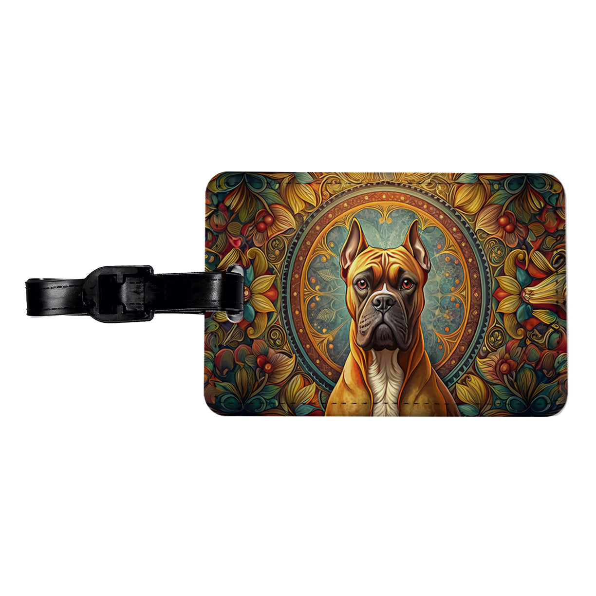 Boxer Dog Art Nouveau Travel Faux Leather Luggage Tag