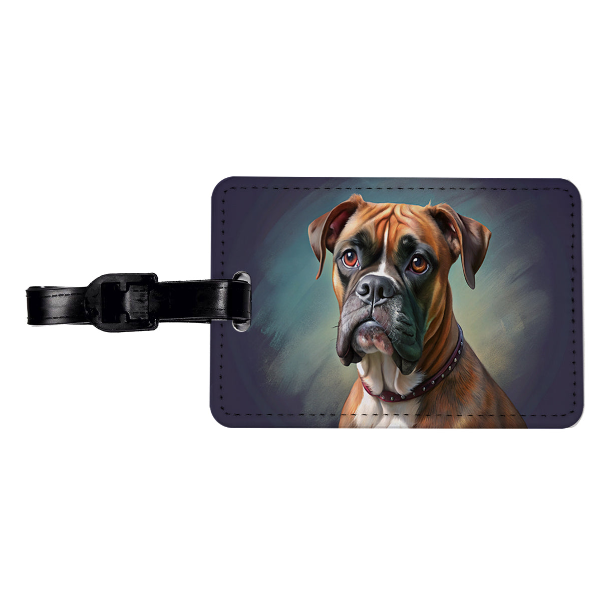 Boxer Dog Illustration Travel Faux Leather Luggage Tag
