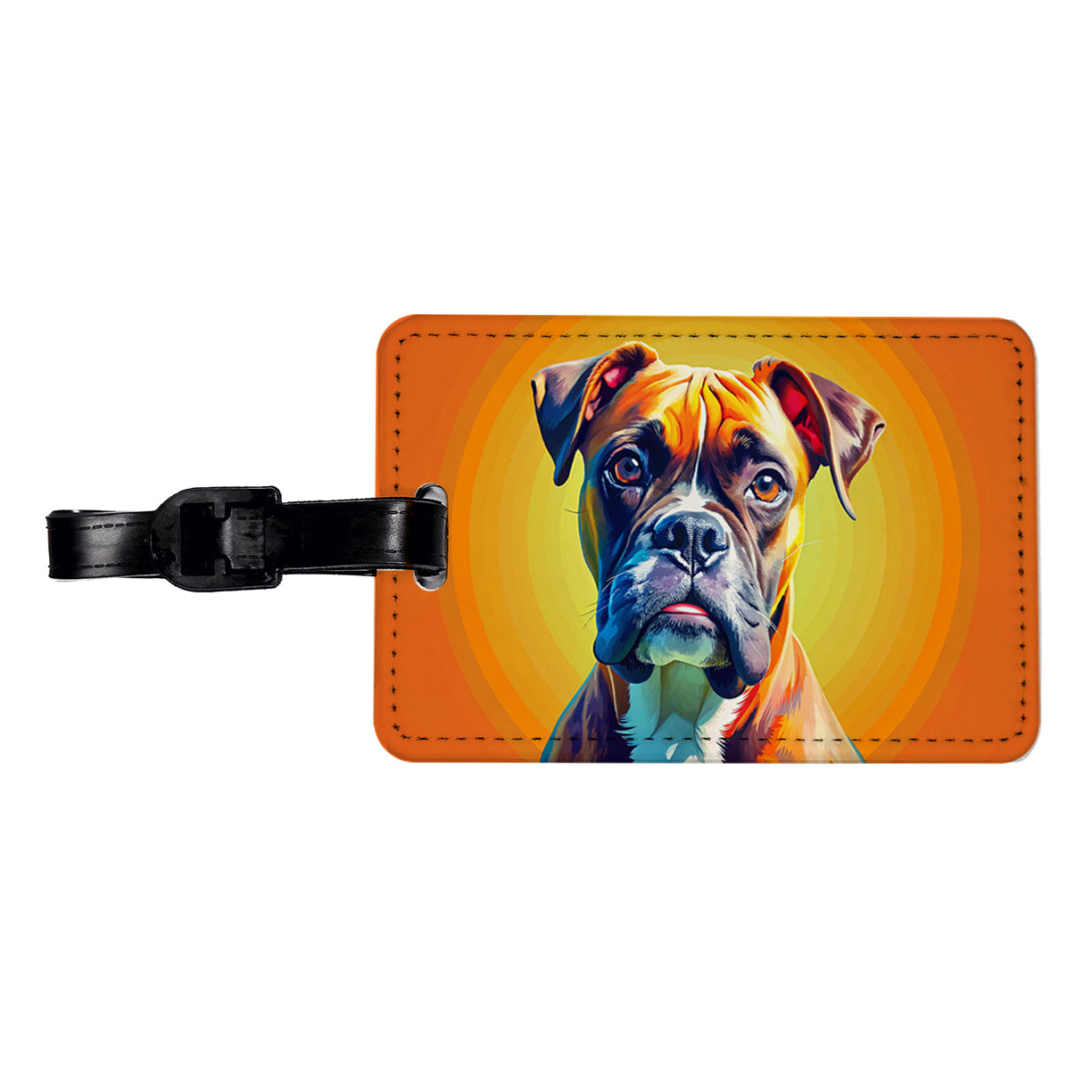 Boxer Dog Pop Art Travel Faux Leather Luggage Tag