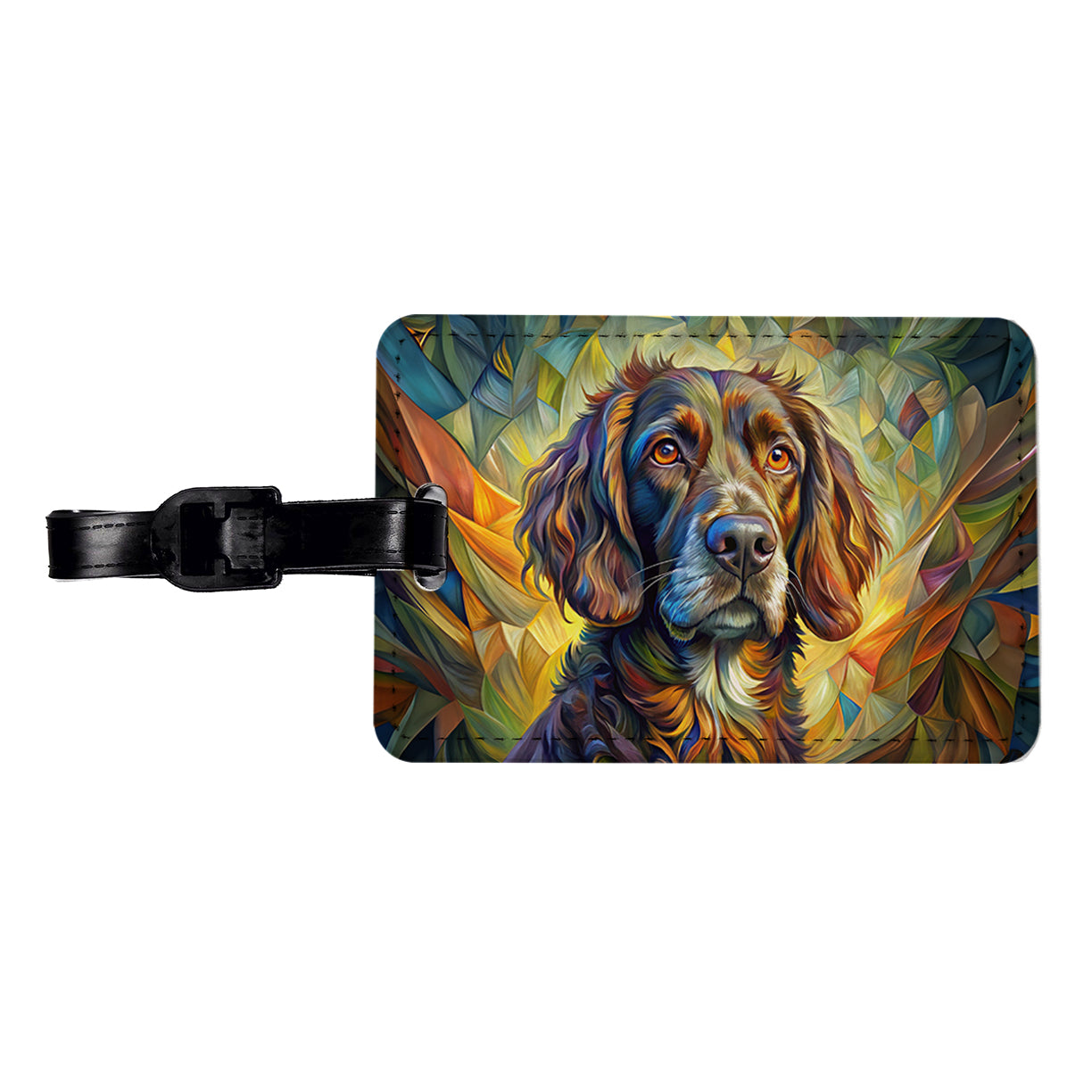 Boykin Spaniel Dog Abstract Art Travel Faux Leather Luggage Tag