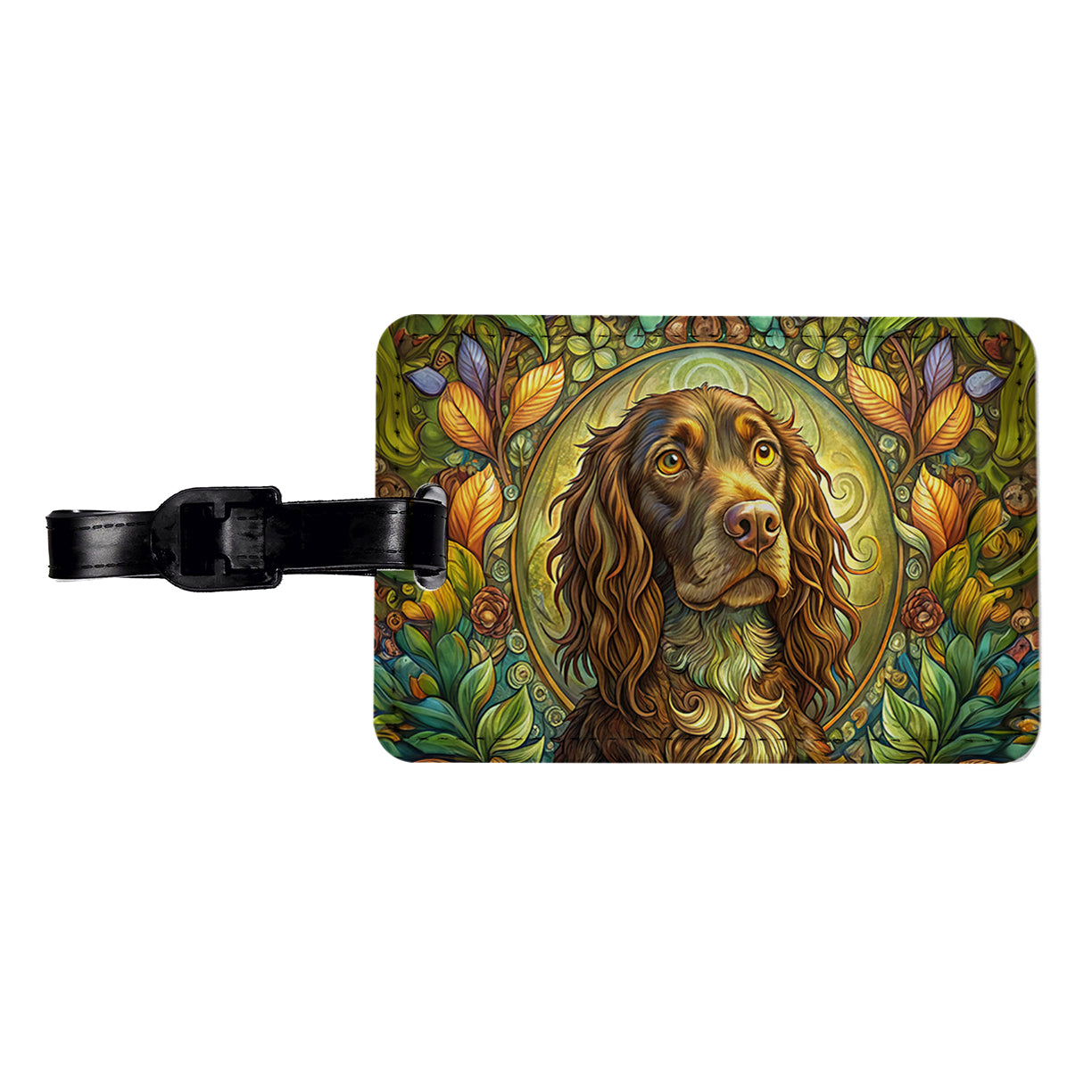Boykin Spaniel Dog Art Nouveau Travel Faux Leather Luggage Tag