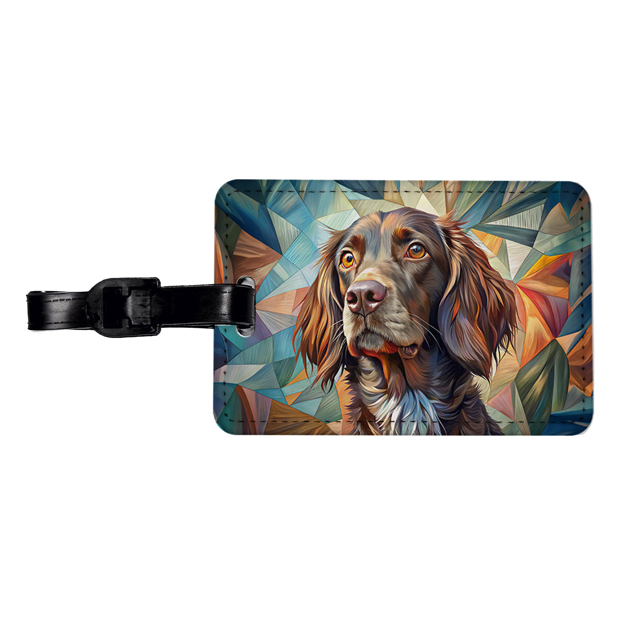 Boykin Spaniel Dog Contemporary Art Travel Faux Leather Luggage Tag