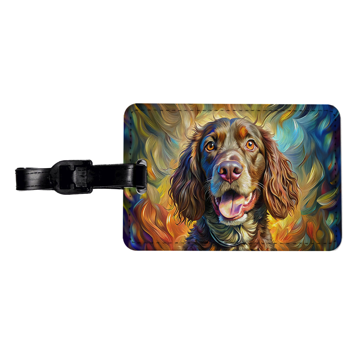 Boykin Spaniel Dog Expressionism Art Travel Faux Leather Luggage Tag