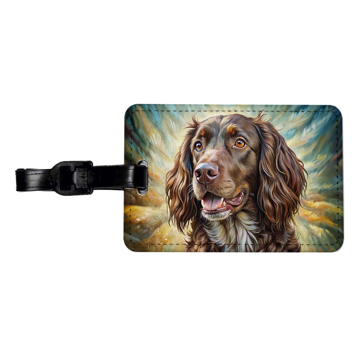 Boykin Spaniel Dog Illustration Travel Faux Leather Luggage Tag