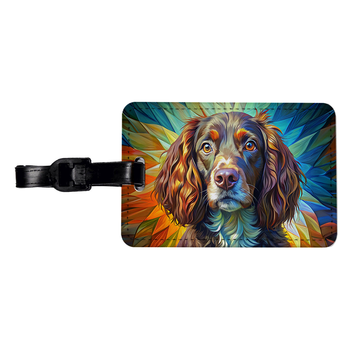 Boykin Spaniel Dog Pop Art Travel Faux Leather Luggage Tag