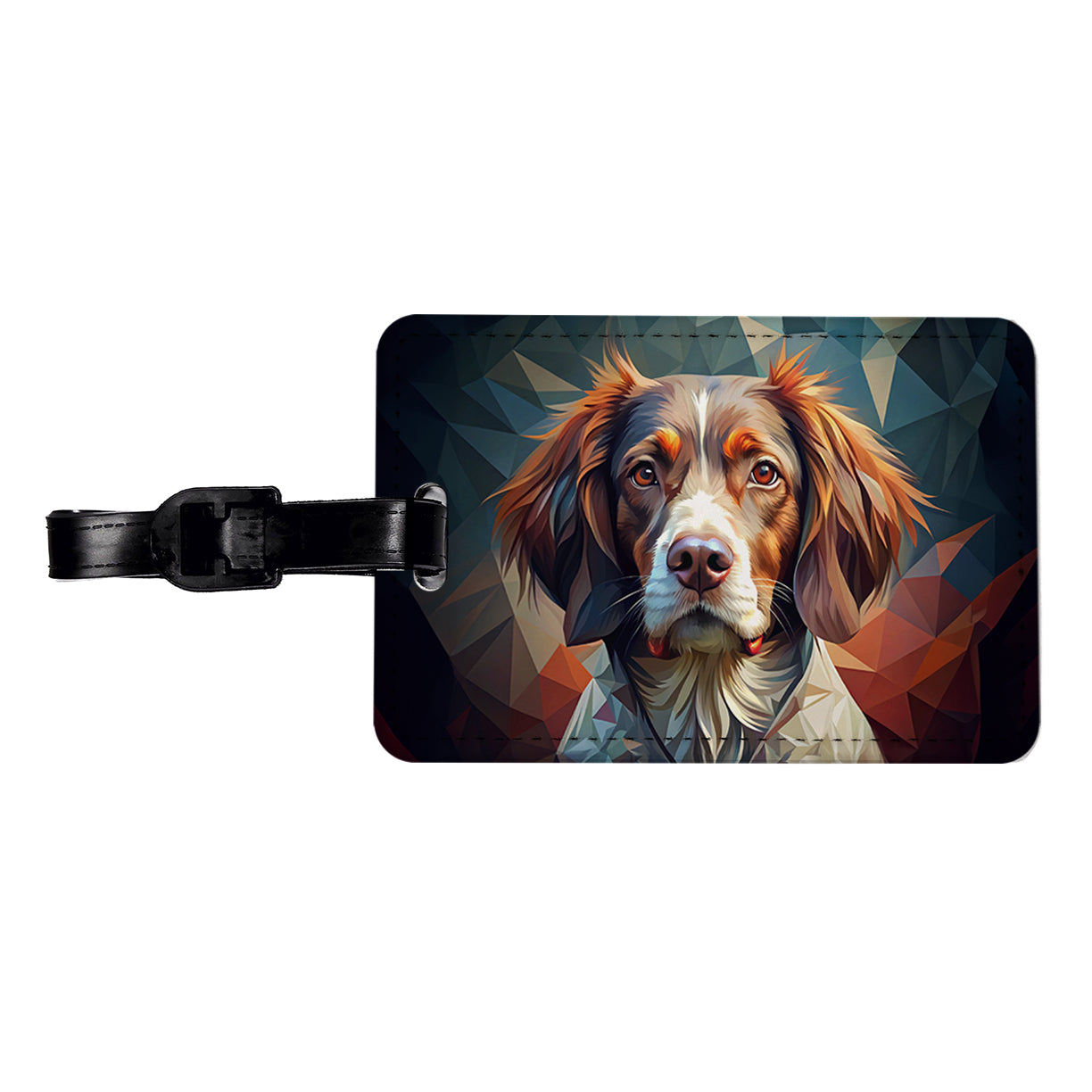 Brittany Spaniel Dog Abstract Stylized Art Travel Faux Leather Luggage Tag