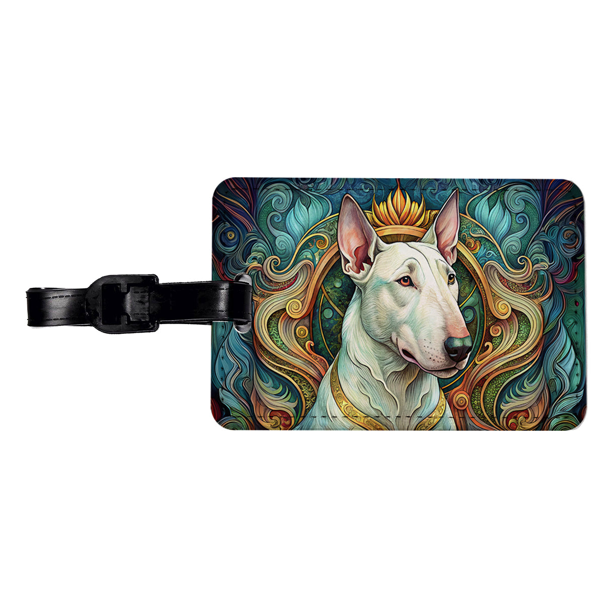 Bull Terrier Dog Art Nouveau Travel Faux Leather Luggage Tag
