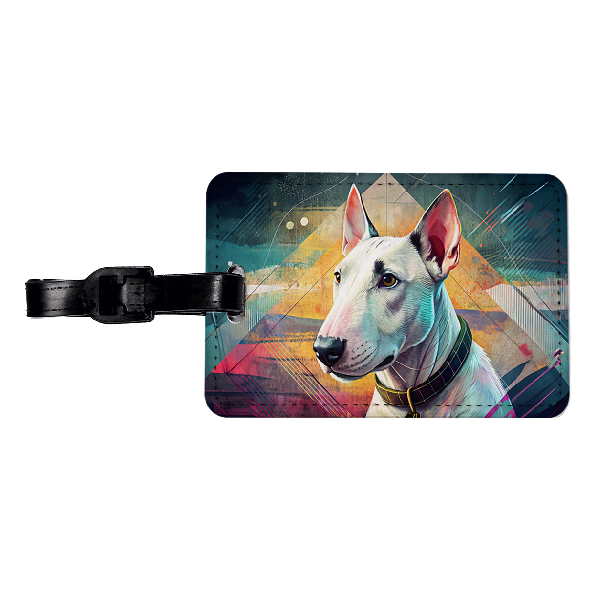 Bull Terrier Dog Contemporary Art Travel Faux Leather Luggage Tag