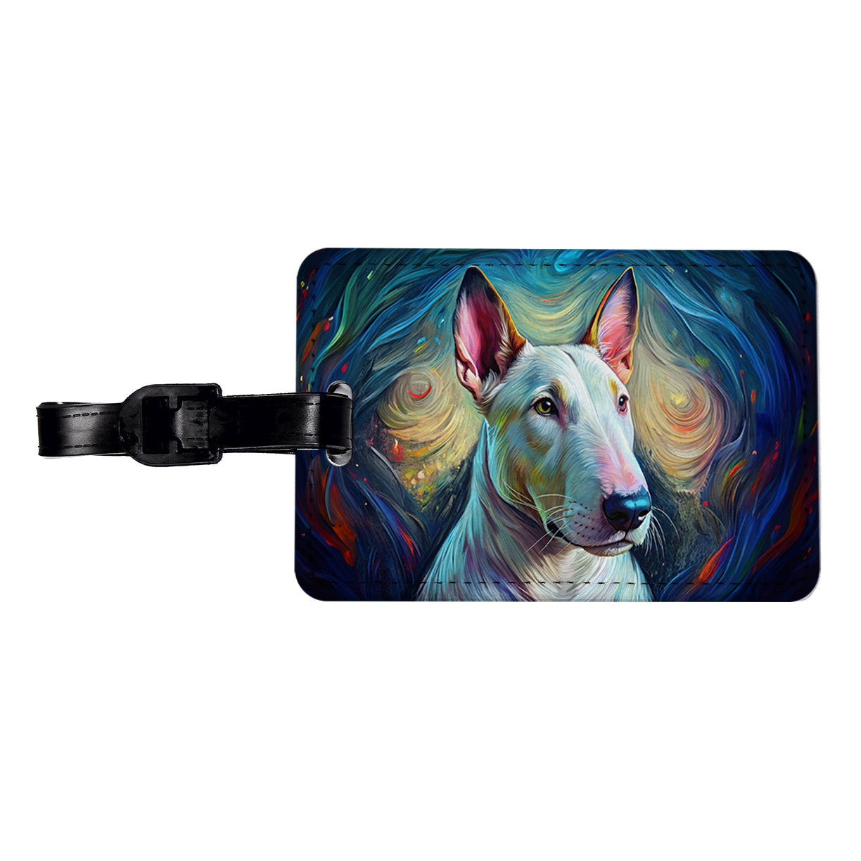Bull Terrier Dog Expressionism Art Travel Faux Leather Luggage Tag