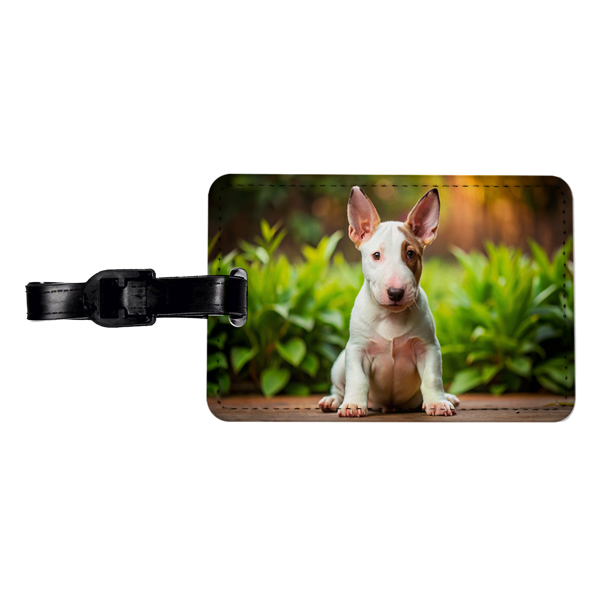 Bull Terrier Dog Puppy Photo Travel Faux Leather Luggage Tag