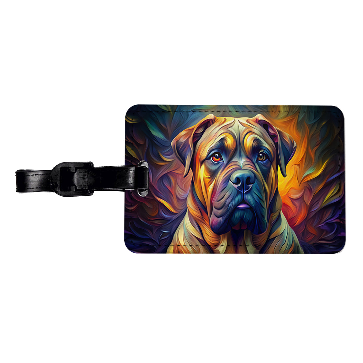 Bullmastiff Dog Abstract Stylized Art Travel Faux Leather Luggage Tag