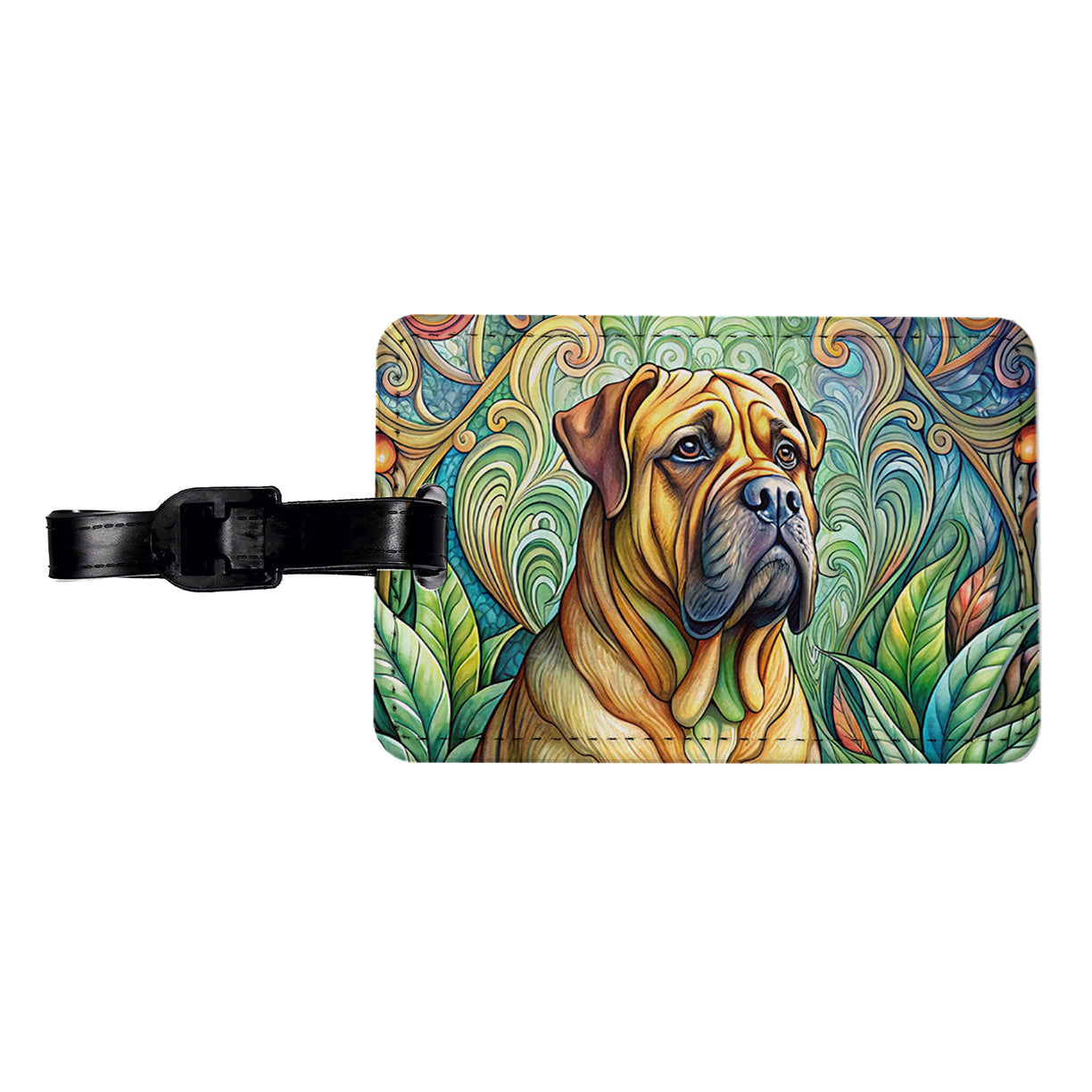 Bullmastiff Dog Art Nouveau Travel Faux Leather Luggage Tag