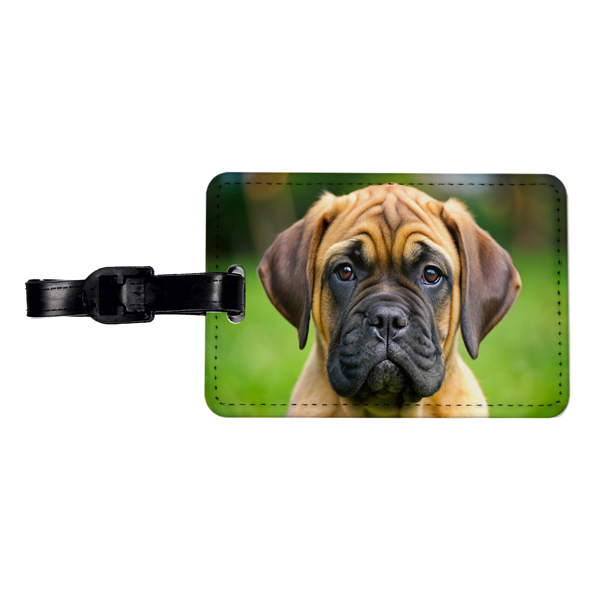 Bullmastiff Dog Puppy Photo Travel Faux Leather Luggage Tag