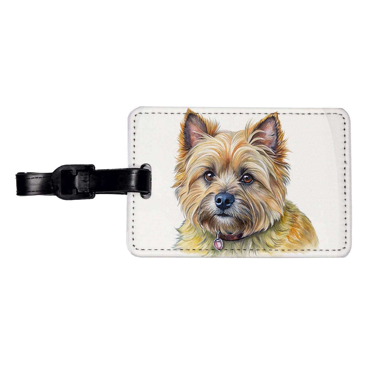Cairn Terrier Dog Illustration Travel Faux Leather Luggage Tag