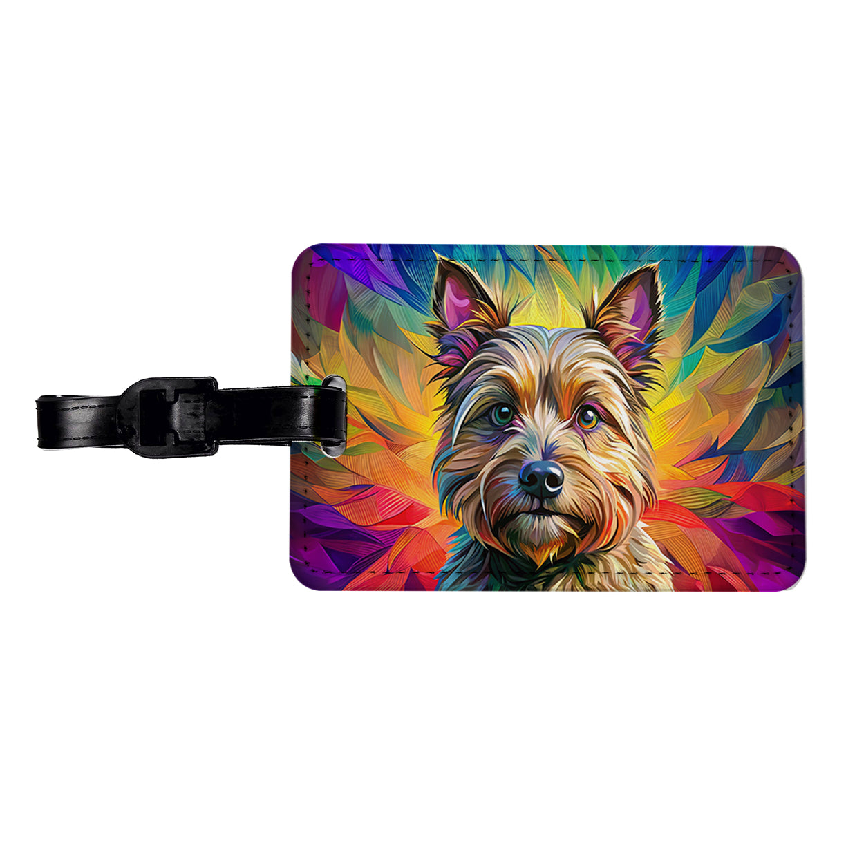 Cairn Terrier Dog Pop Art Travel Faux Leather Luggage Tag