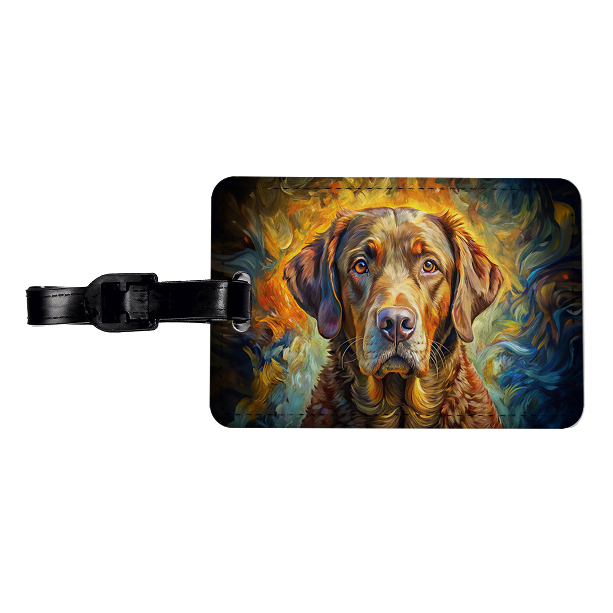 Chesapeake Bay Retriever Dog Expressionism Art Travel Faux Leather Luggage Tag