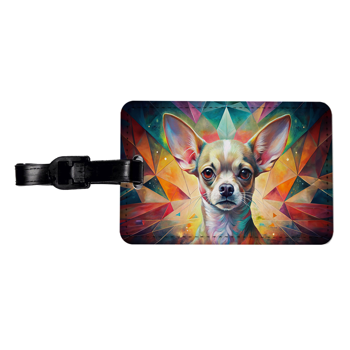 Chihuahua Dog Abstract Art Travel Faux Leather Luggage Tag