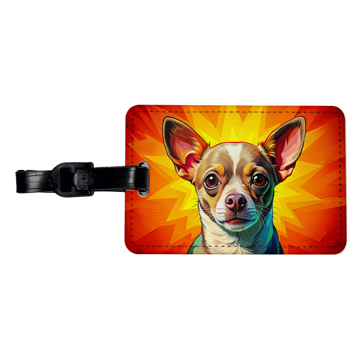Chihuahua Dog Pop Art Travel Faux Leather Luggage Tag