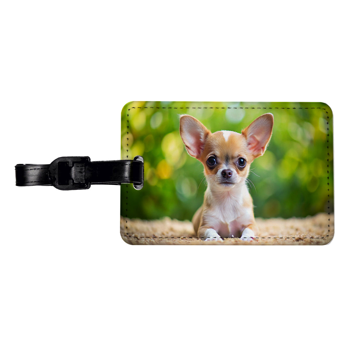 Chihuahua Dog Puppy Photo Travel Faux Leather Luggage Tag