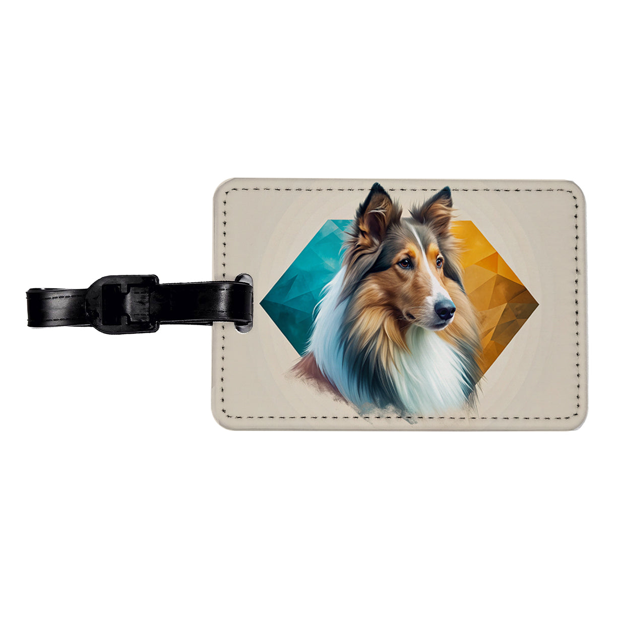 Collie Dog Contemporary Art Travel Faux Leather Luggage Tag