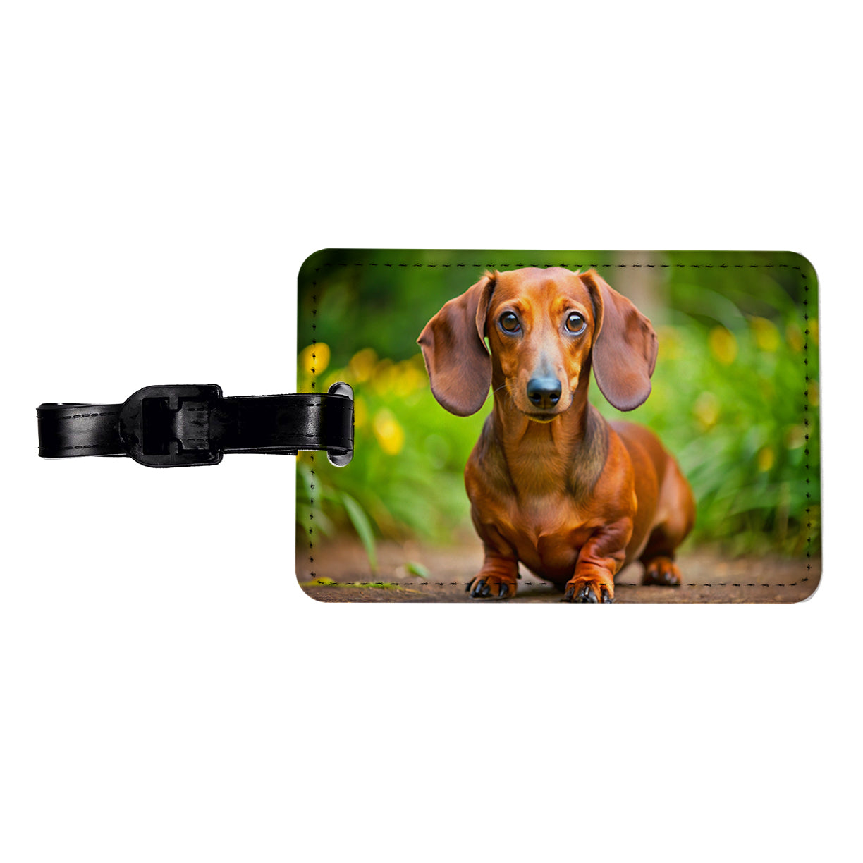 Dachshund Dog Photo Travel Faux Leather Luggage Tag