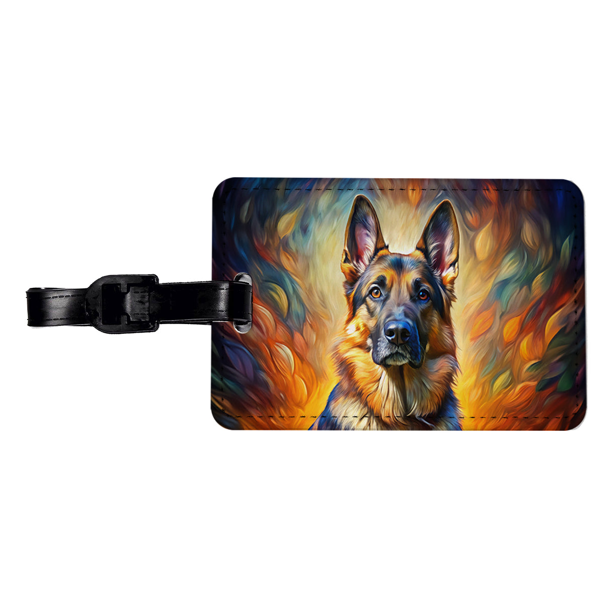 German Shepherd Dog Expressionism Art Travel Faux Leather Luggage Tag