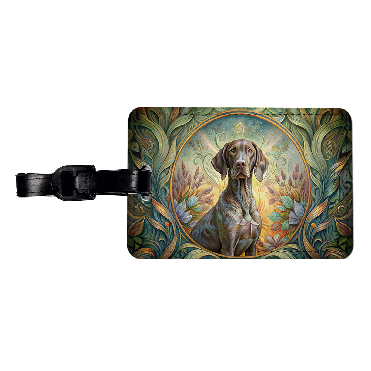 German Shorthaired Pointer Dog Art Nouveau Travel Faux Leather Luggage Tag