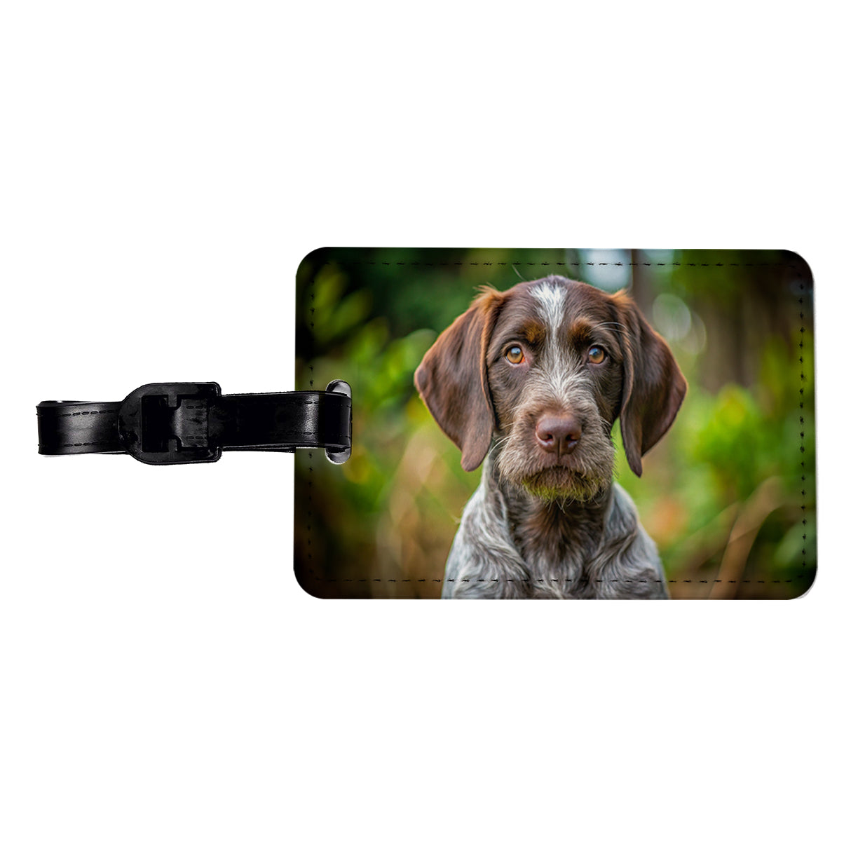German Wirehaired Pointer Dog Puppy Photo Travel Faux Leather Luggage Tag