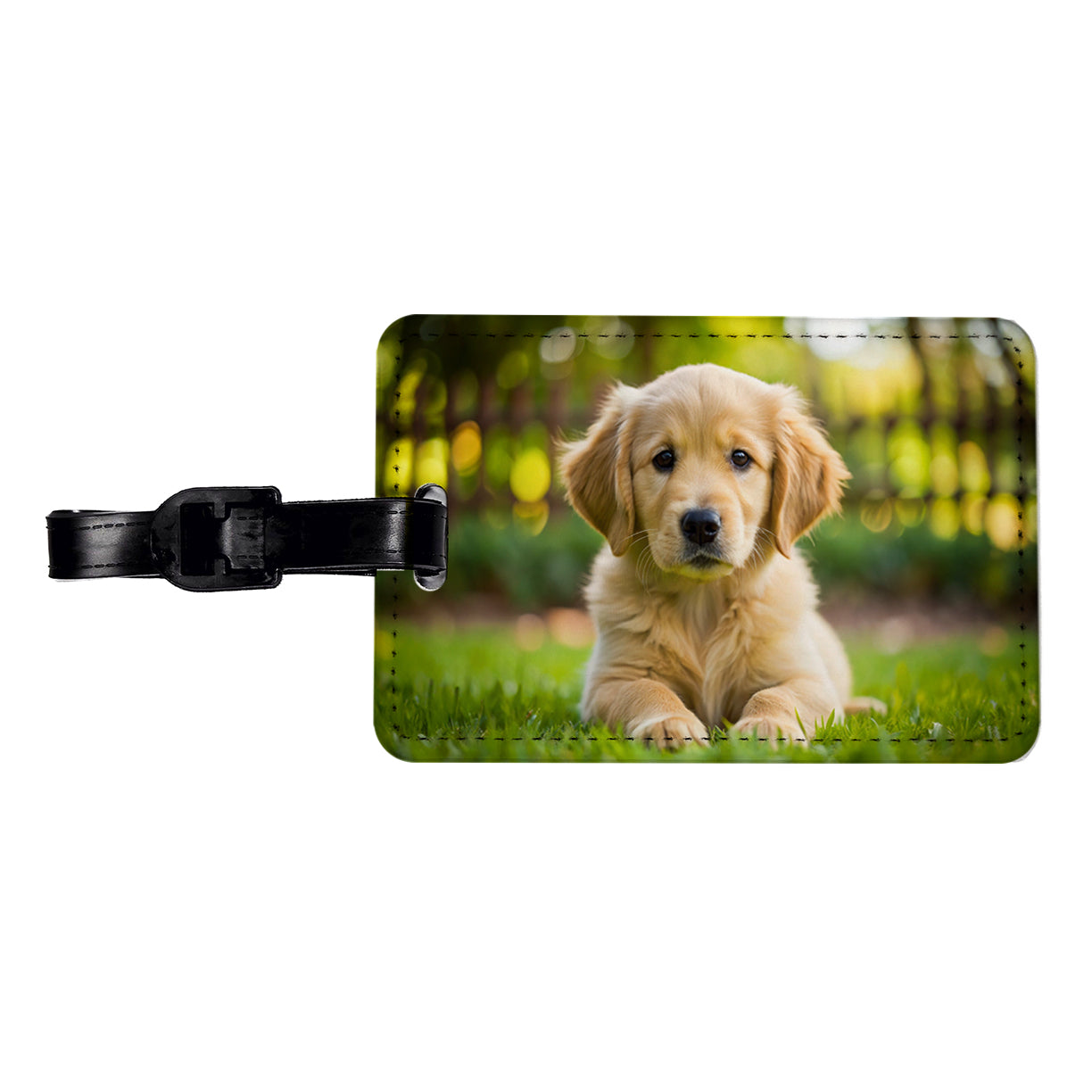 Golden Retriever Dog Puppy Photo Travel Faux Leather Luggage Tag