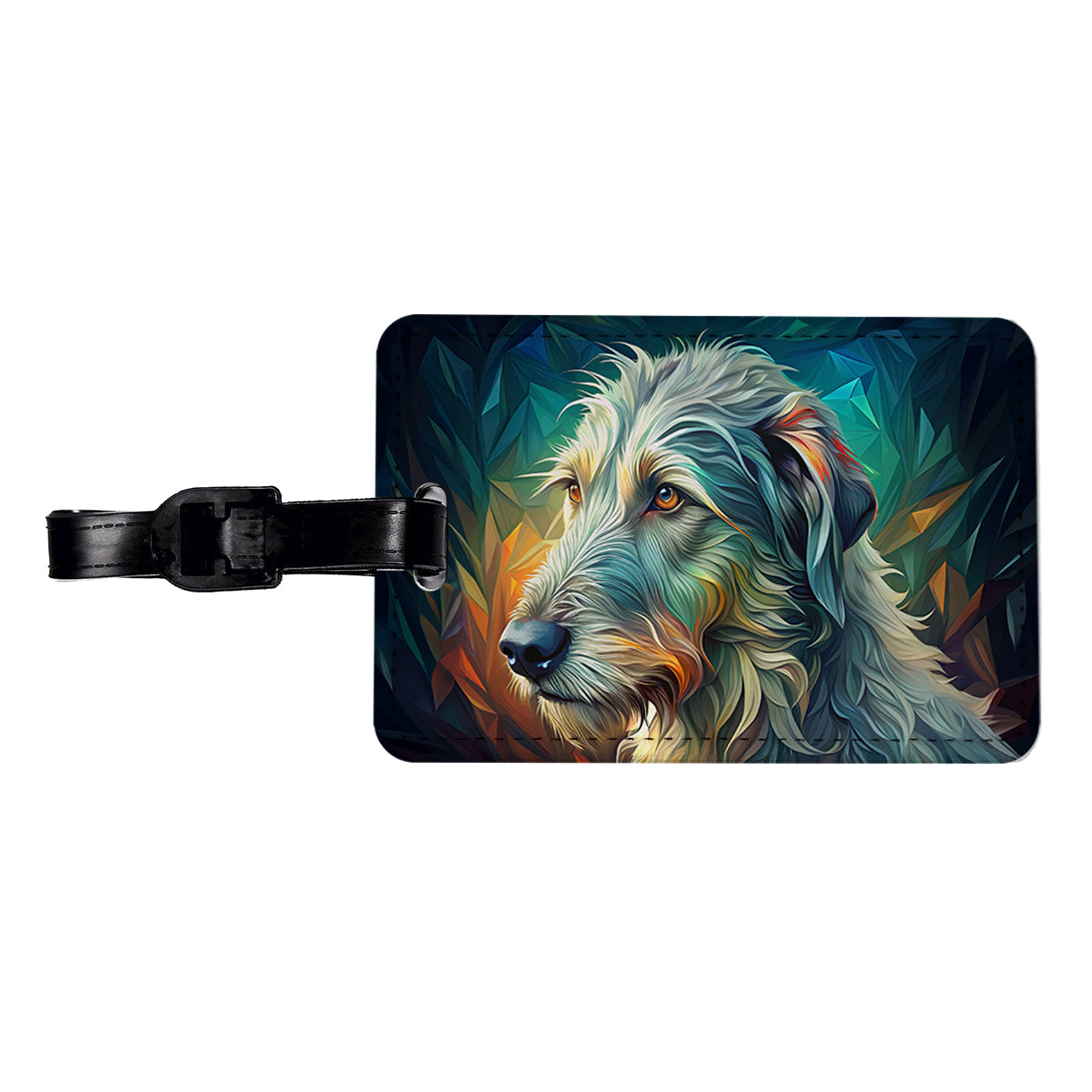 Irish Wolfhound Dog Abstract Stylized Art Travel Faux Leather Luggage Tag