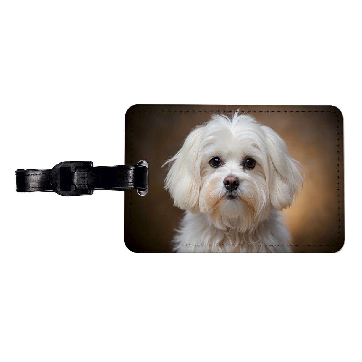 Maltese Dog Photo Travel Faux Leather Luggage Tag
