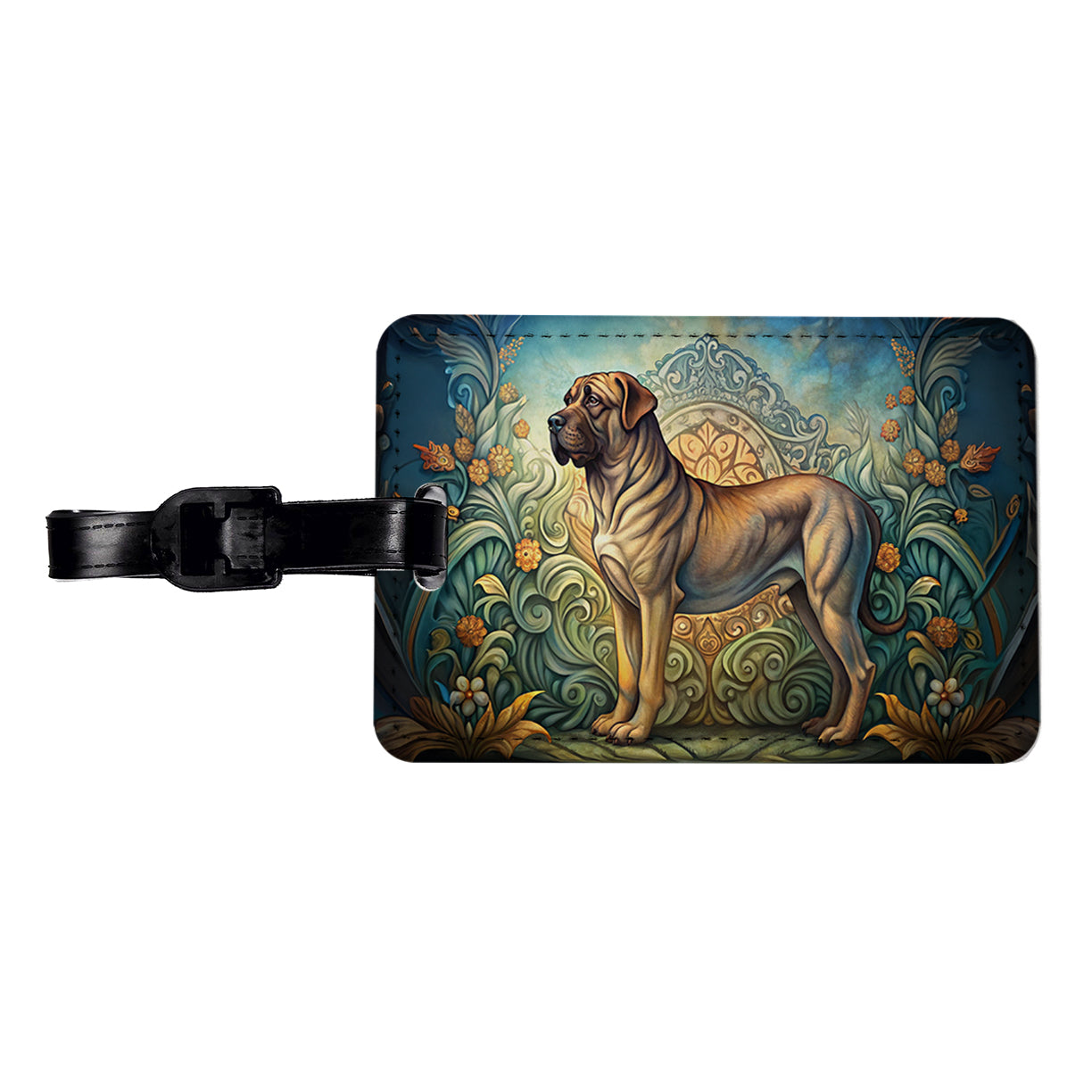 Mastiff Dog Art Nouveau Travel Faux Leather Luggage Tag