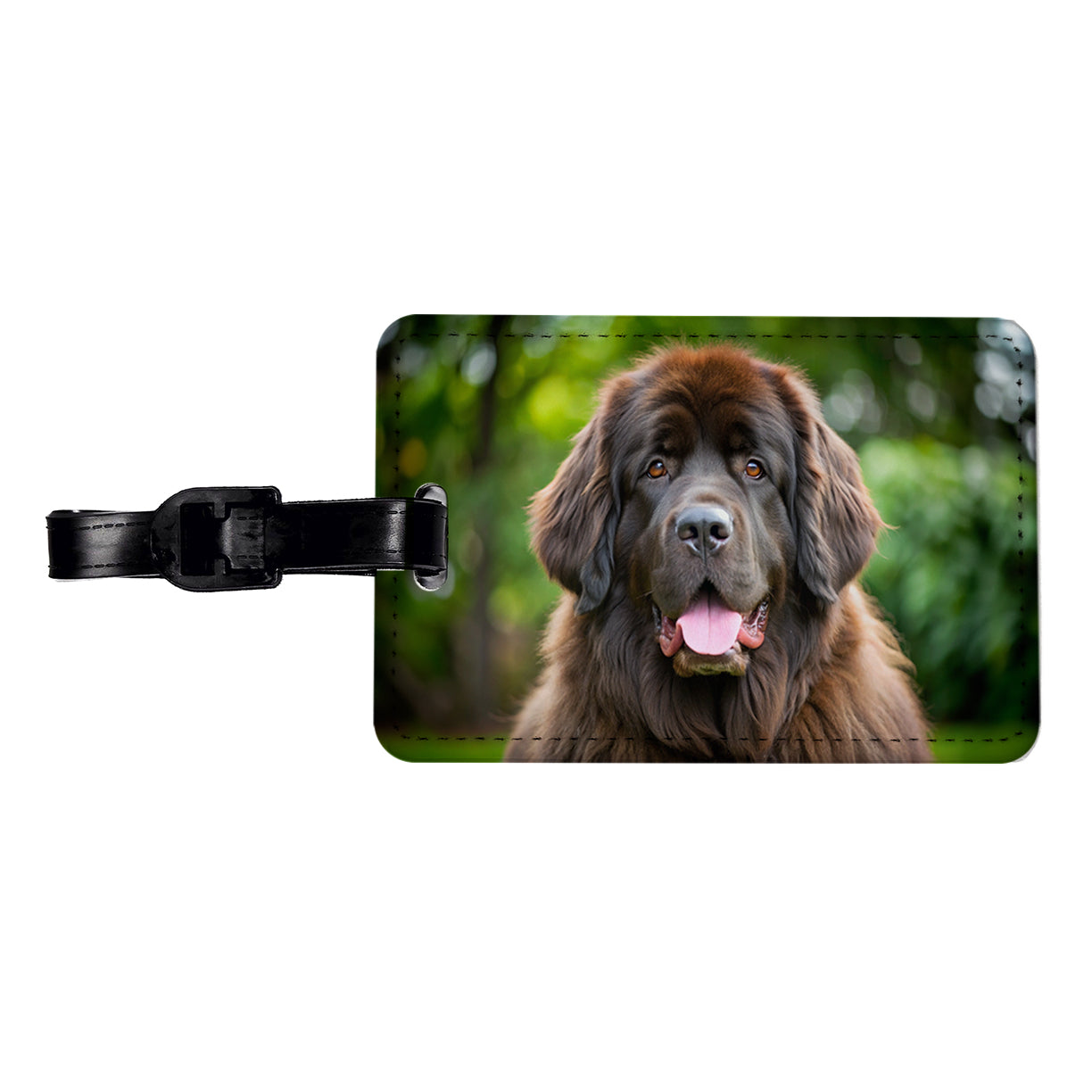 Newfoundland Dog Photo Travel Faux Leather Luggage Tag