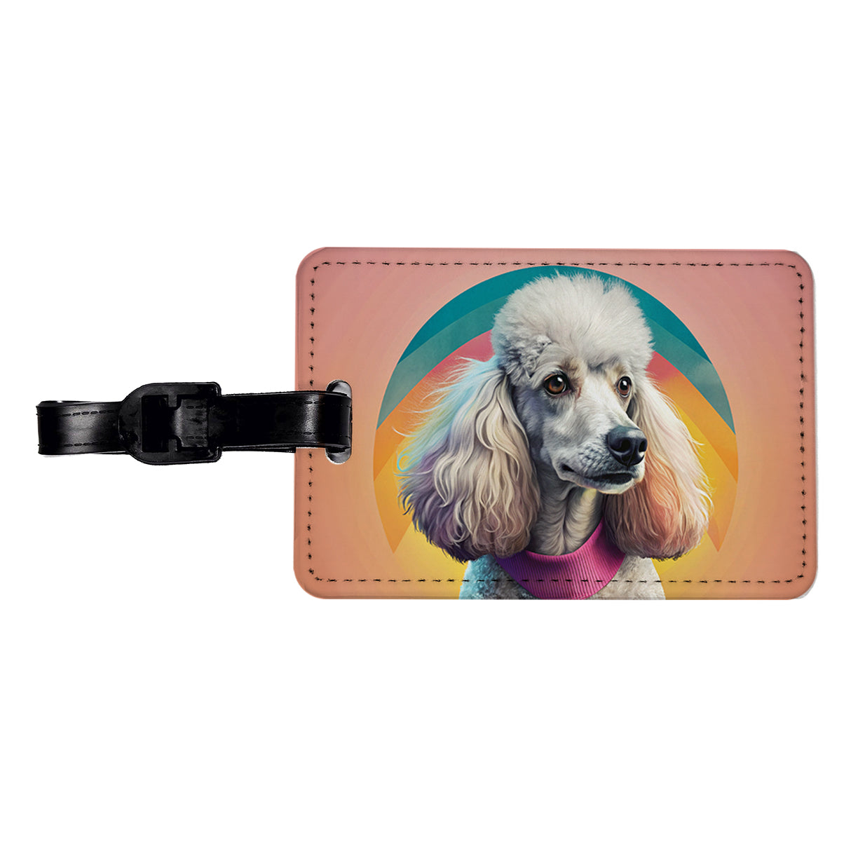 Poodle Dog Contemporary Art Travel Faux Leather Luggage Tag