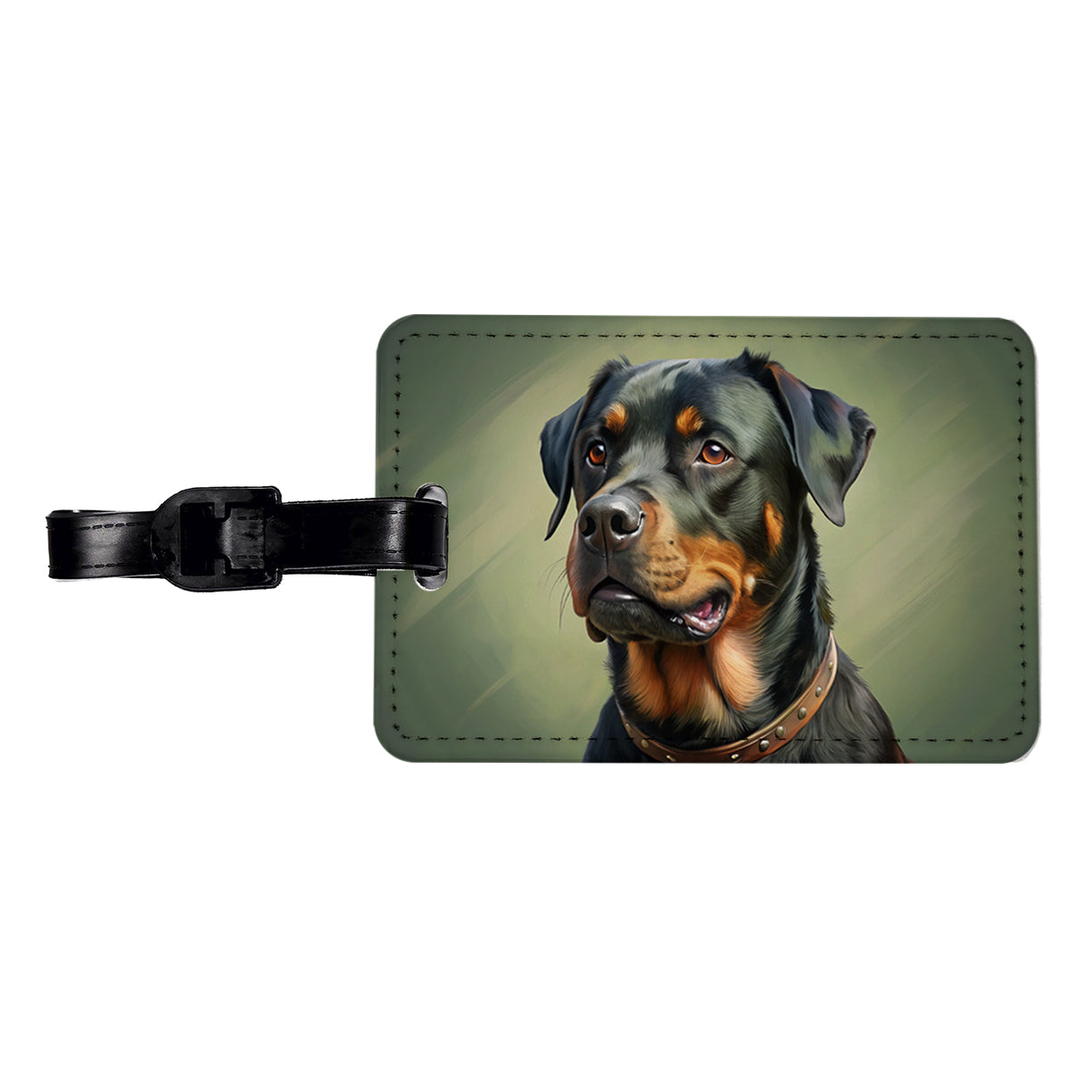 Rottweiler Dog Illustration Travel Faux Leather Luggage Tag