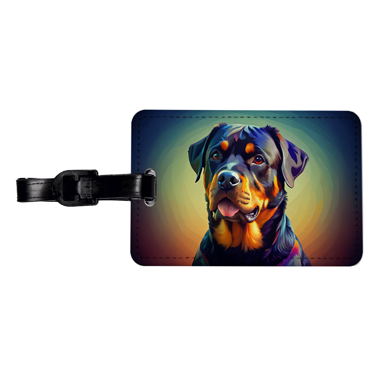 Rottweiler Dog Pop Art Travel Faux Leather Luggage Tag