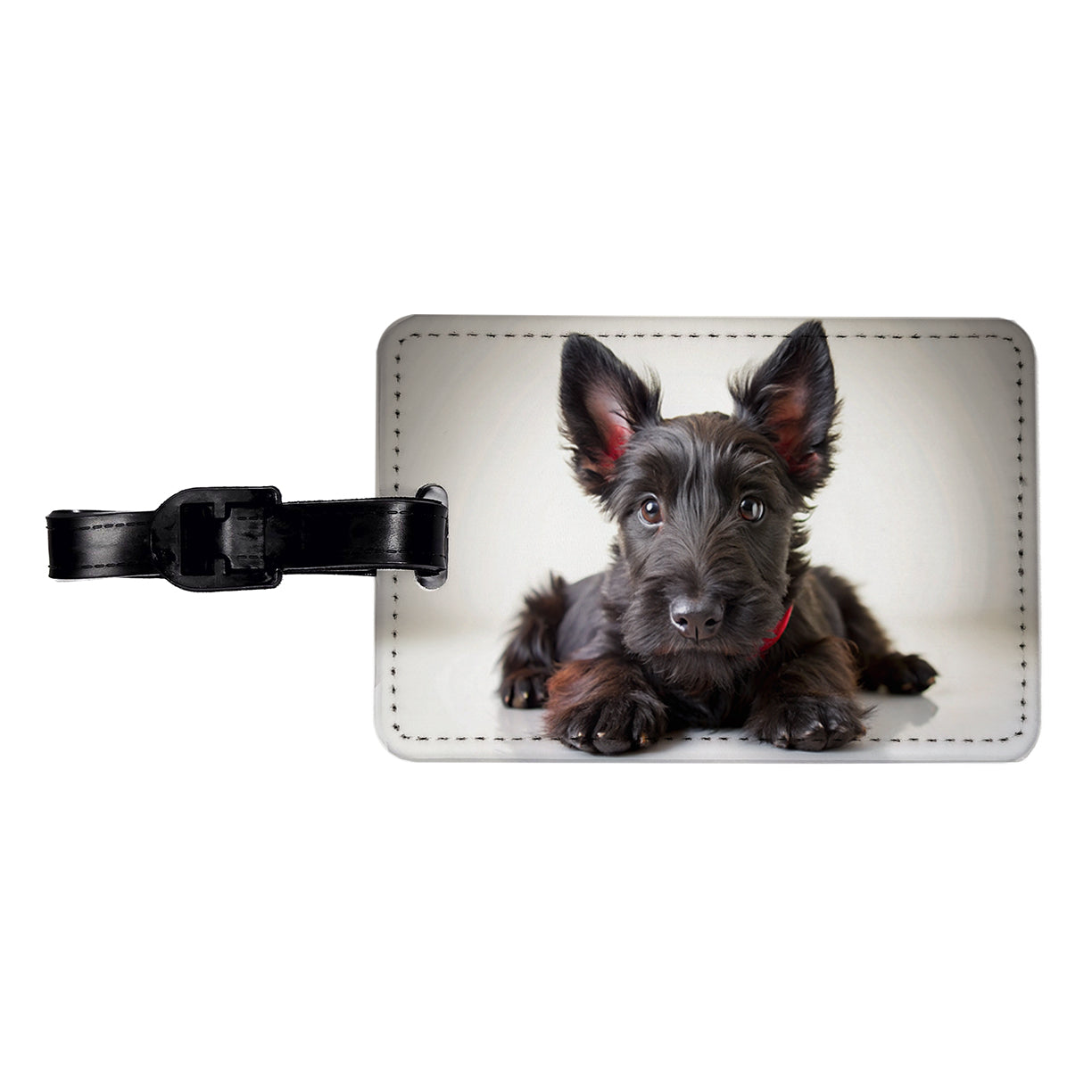 Scottish Terrier Dog Puppy Photo Travel Faux Leather Luggage Tag