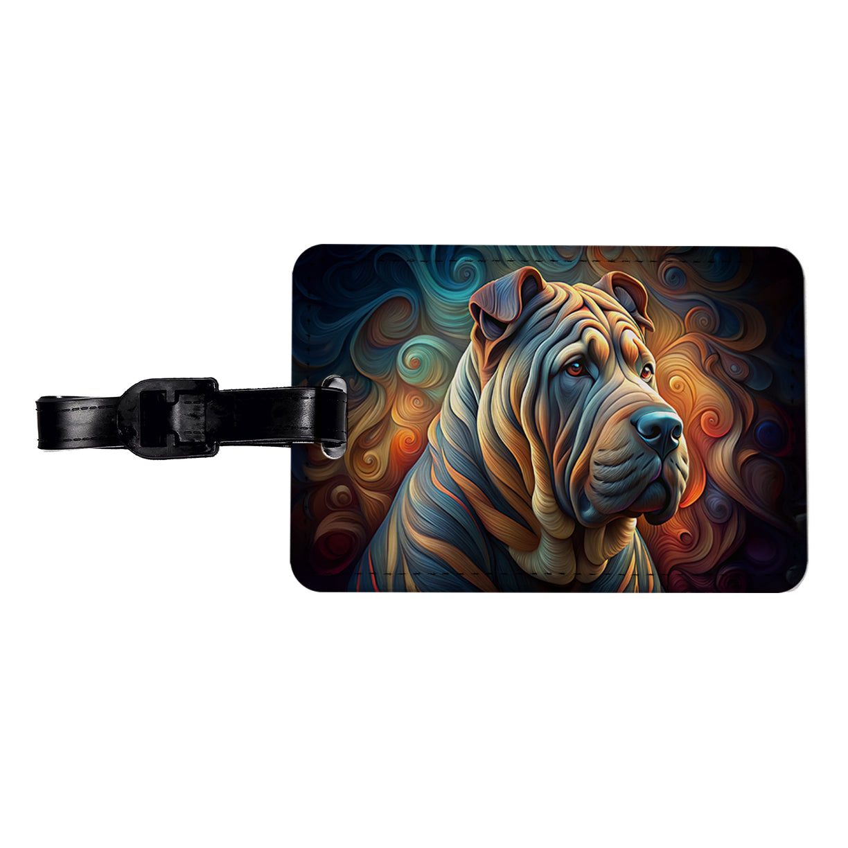 Shar Pei Dog Abstract Art Travel Faux Leather Luggage Tag