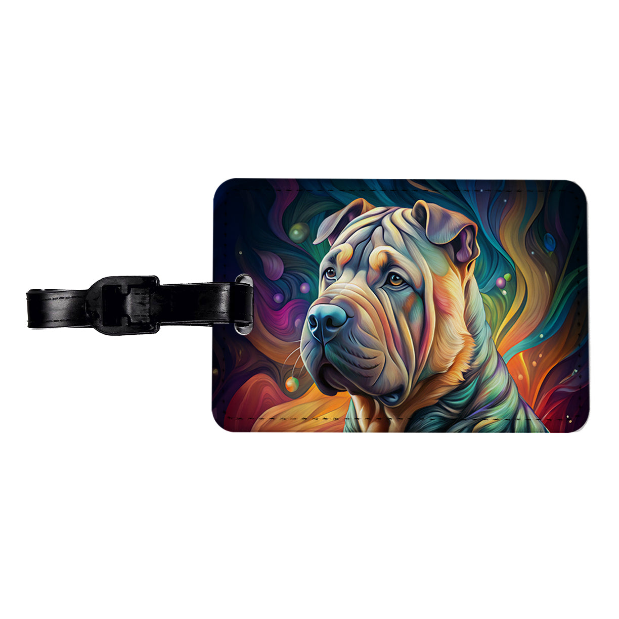 Shar Pei Dog Contemporary Art Travel Faux Leather Luggage Tag
