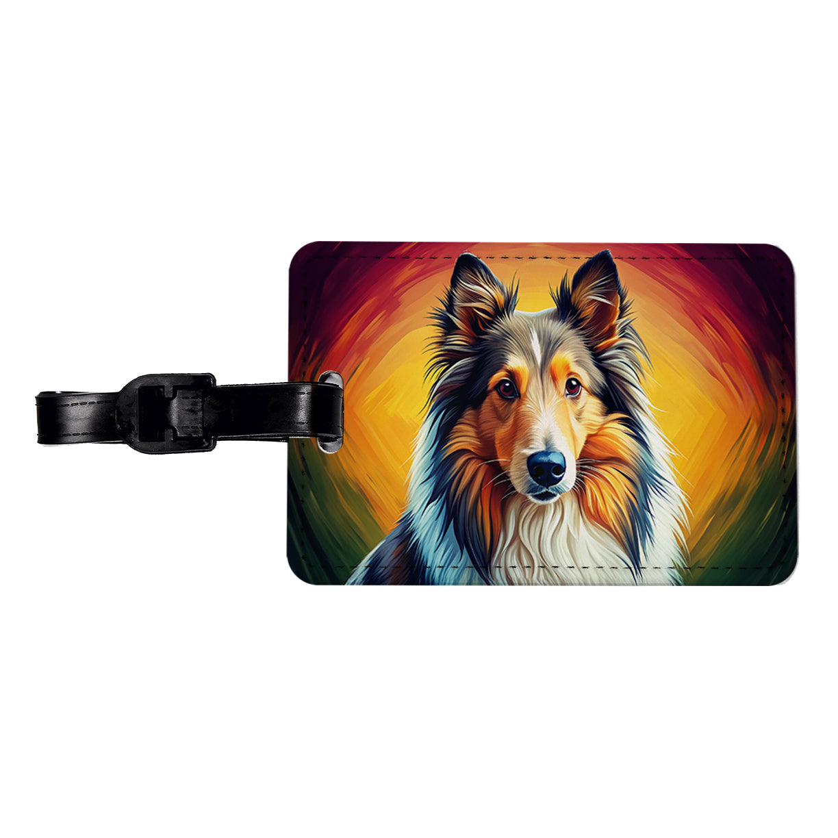 Shetland Sheepdog Sheltie Dog Pop Art Travel Faux Leather Luggage Tag