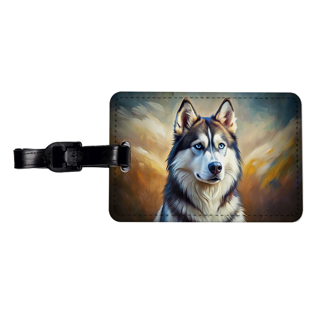Siberian Husky Dog Expressionism Art Travel Faux Leather Luggage Tag