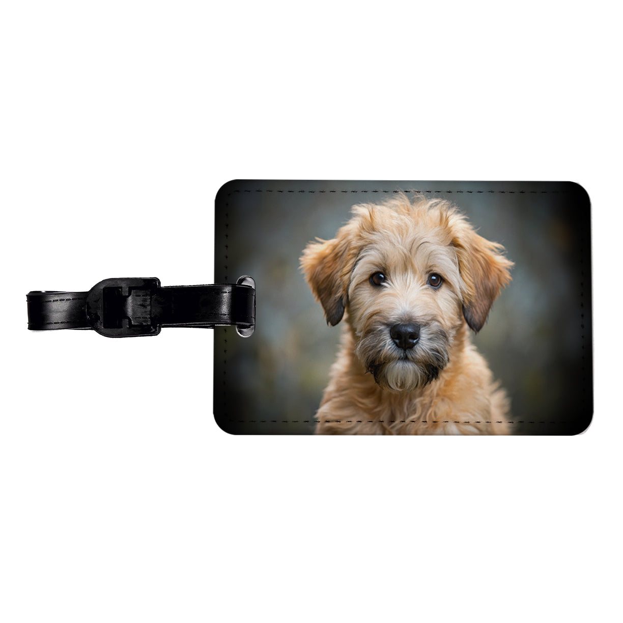 Soft Coated Wheaten Terrier Dog Puppy Photo Travel Faux Leather Luggage Tag