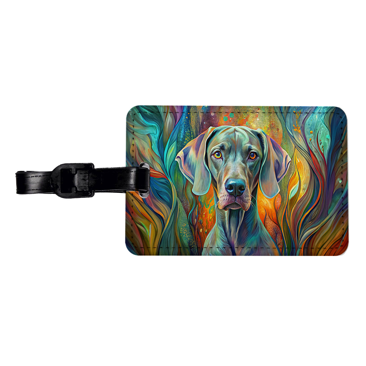 Weimaraner Dog Abstract Art Travel Faux Leather Luggage Tag