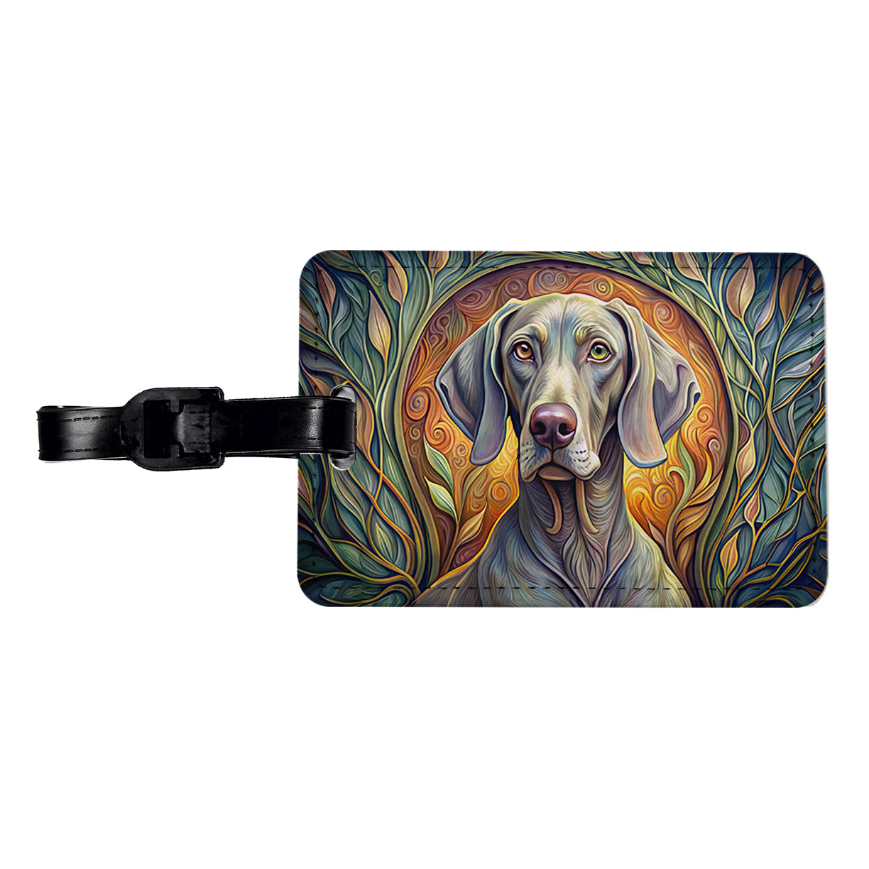 Weimaraner Dog Art Nouveau Travel Faux Leather Luggage Tag